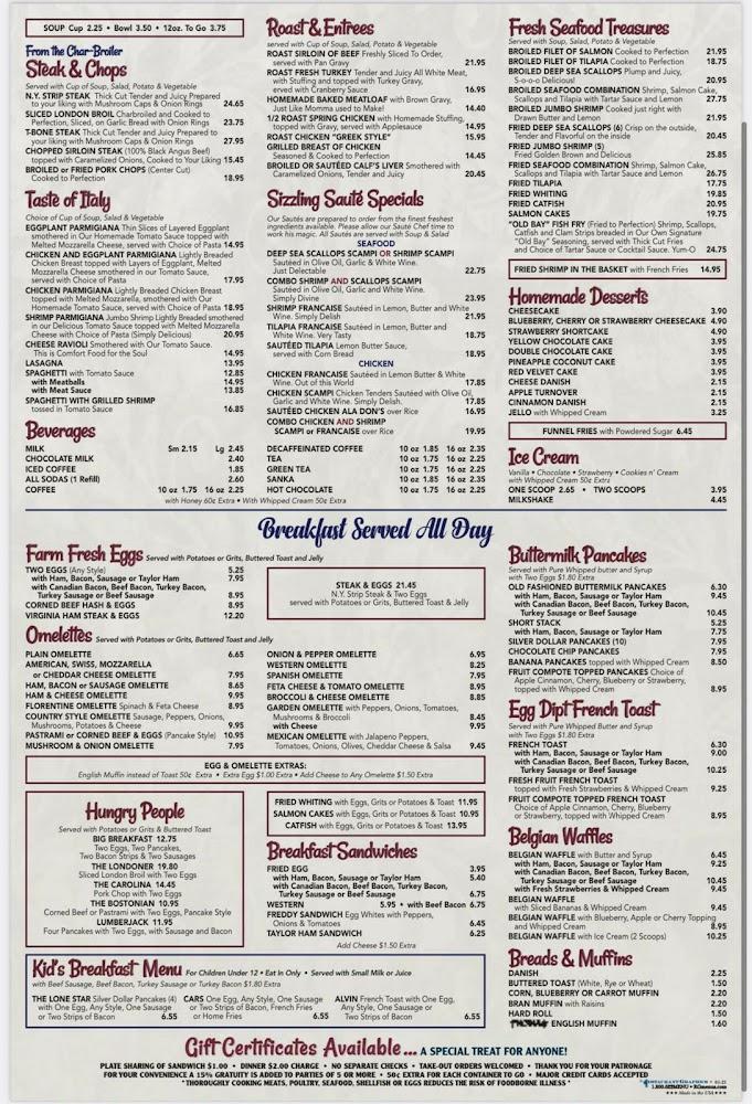 Dons Diner - Menu Scan 1